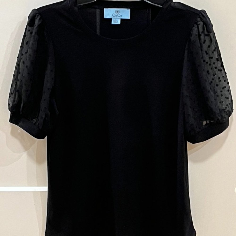 Cece Puff Sleeve Mixed Media top